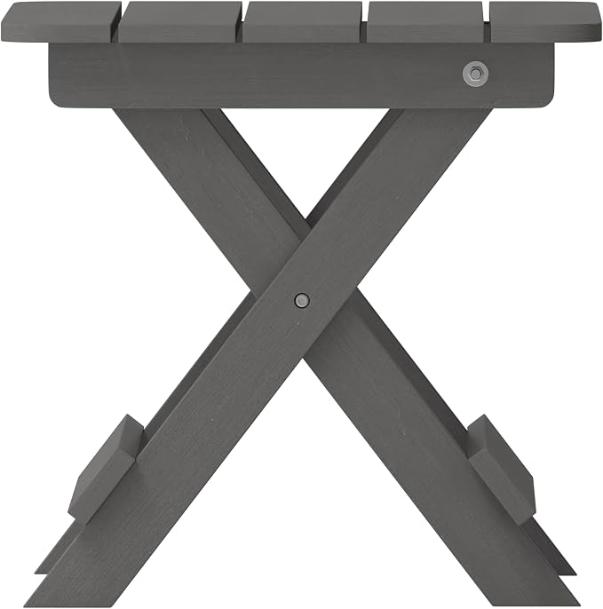 Flash Furniture Halifax Outdoor Folding Side Table, Portable All-Weather HDPE Adirondack Side Table, Gray