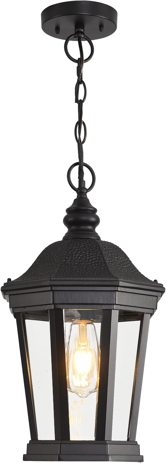 Large Outdoor Pendant Light 17.9" Black Hanging Lantern Lights