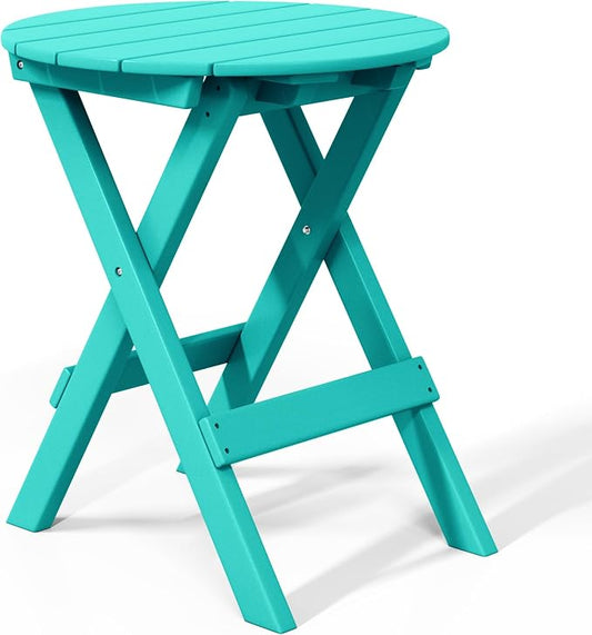 WestinTrends Malibu HDPE Outdoor 24.5 Inch Round Portable Folding Patio Dining Table, Turquoise