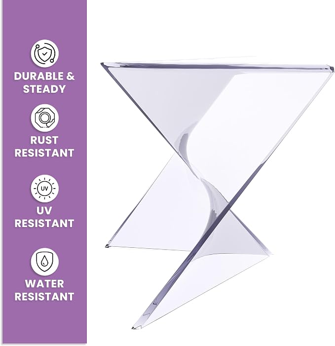 LeisureMod 15.75" Clear Stackable Plastic Side Table - Weather-Resistant Triangular Accent Table for Living Room, Patio, or Backyard