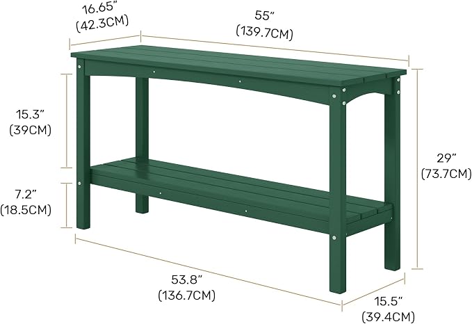Costaelm Outdoor Plant Stand, 2-Tier Small Outdoor Table, Outdoor Side Tables for Patio or Indoor, Patio Table for Pool, Porch, Weather Resistant Easy Maintenance, Dark Green