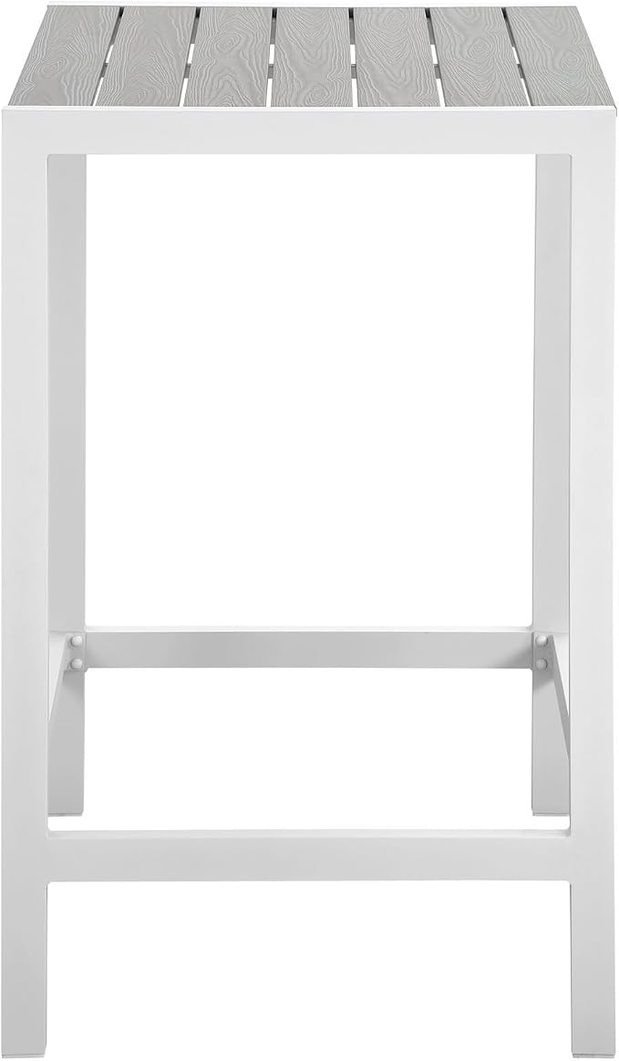 Modway Maine Aluminum Outdoor Patio Bar Table in White Light Gray