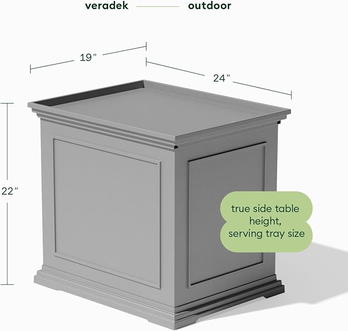 Veradek 30-Gallon Brixton Tray Table - 2-in-1 Outdoor Side Table with Storage + Tray for Patio | Durable All-Weather Resistant | Classic & Functional