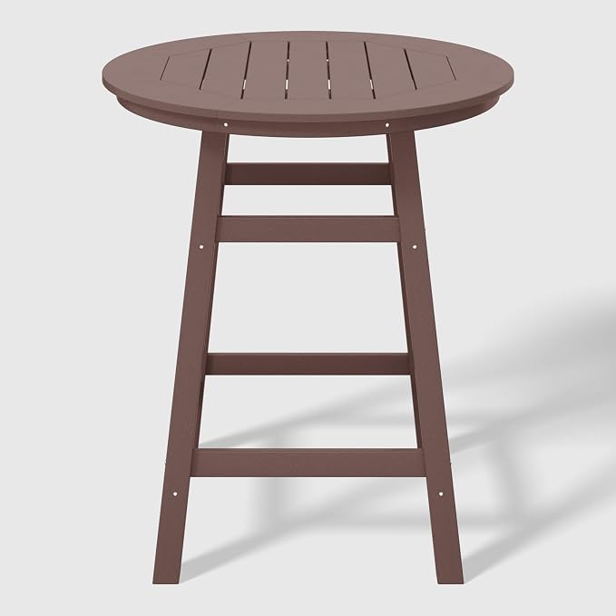 WestinTrends Outdoor 35" HDPE Round Patio Counter Height Bar Table, Dark Brown