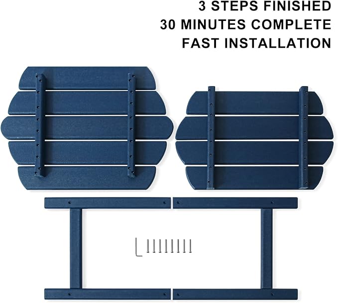 Small Outdoor Side Tables Modern 2-Tier Adirondack Table Rustic End Table HDPE Storage Shelf Industrial Corner Rectangle Coffee Table for Patio Garden Balcony Backyard Pool Farmhouse Home Blue