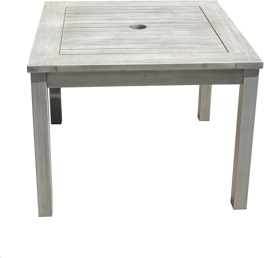 Outdoor Wood Umbrella Side Table End Table Patio Pool Furniture (Driftwood Gray)