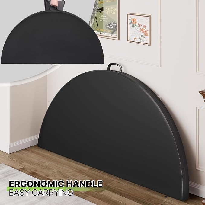 Magshion 65" Round Folding Table 5.5 Feet Plastic Bi-Folding Commercial Dining Event Table for Indoor Outdoor Camping Picnic Party, Black, 10 Pack
