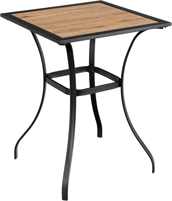 Giantex Patio Bar Table Outdoor Square Bistro Bar High Table All Weather Patio Dining Table Garden Backyard Porch Lawn Poolside