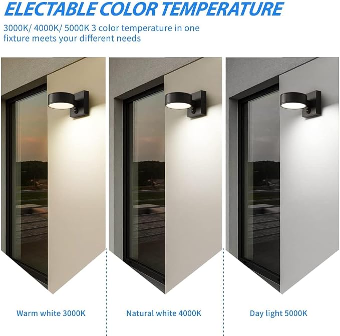Motion Sensor Outdoor Lights, Aluminum Outdoor Wall Sconce, LED Porch Lights, Exterior Lighting fixtures, Waterproof 3000K/4000K/5000K Front Porch Light for Garage Enterway