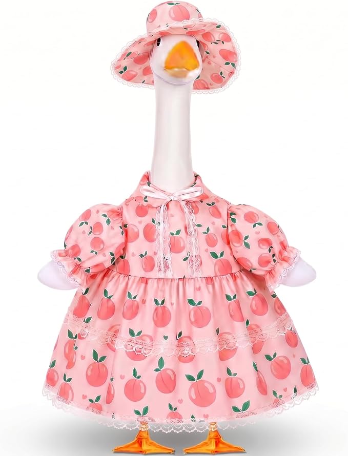 FuWeave Fall Porch Goose Outfit for Lawn Decor | Fits 23"/17" Lawn Plastic/Cement Statue Goose Costume Dress for Front Outdoor Courtyard Garden Patio Yard Decoration
