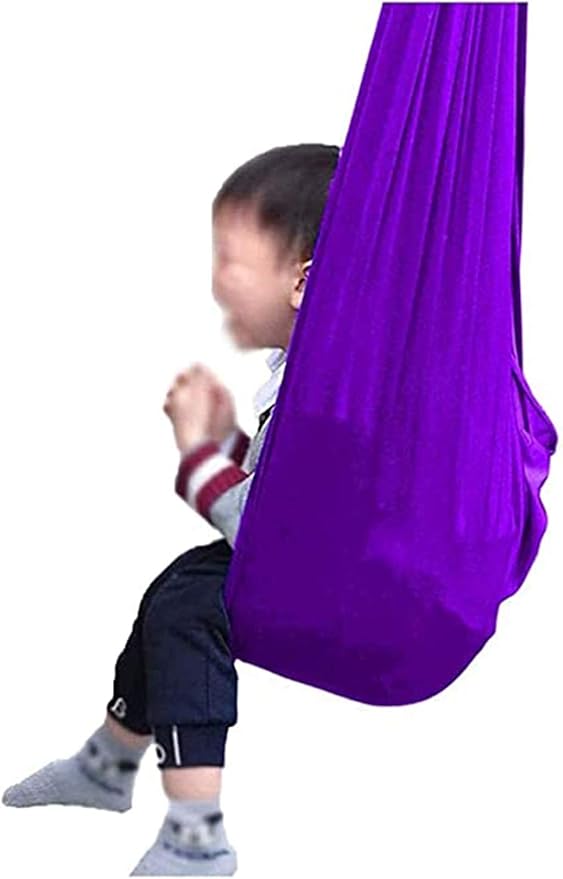 Indoor Sensory Swing Chair Adjustable Yoga Hammock Child Cuddle Swing for Kids Or Adults Autism ADHD AspergersTherapy (Color : Purple, Size : 100 x 280 cm)