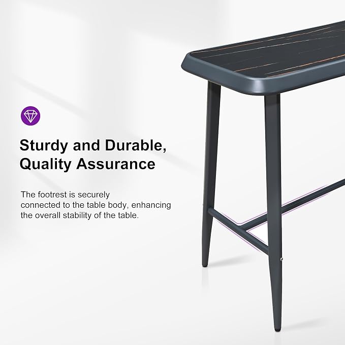 PURPLE LEAF Outdoor High Bar Table Extra-Long Rectangular Patio Pub Balcony Table with Waterproof Tabletop, 145” Long for 5 Seats