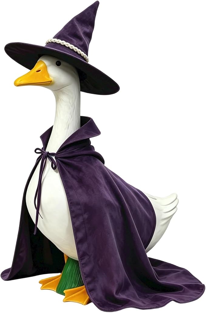 Mtsebmves Pumpkin Wizard Porch Goose Outfit Witch Geese Costume 23-Inch Porch Goose Dress for Yard Lawn Outdoor Garden Patio