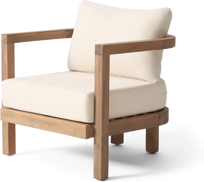 Merax 4-Piece Outdoor Acacia Wood Patio Furniture Conversation Set,Sofa Couch with Coffee Table,for Backyard