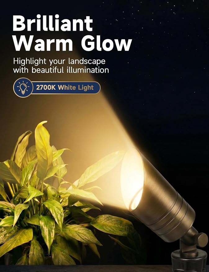 MALORY Solid Brass Outdoor Spot Lights,12V AC/DC Low Voltage LED Landscape Lighting,Waterproof Spot Up Light for Garden,Patio and Yard (S05-Bronze, 12-Pack with Bulb)