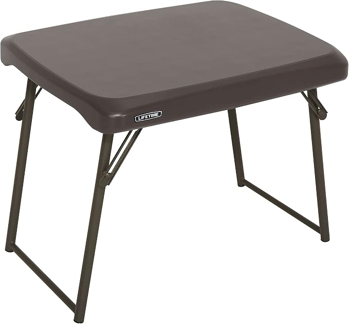 LIFETIME 280488 Compact Folding Low Side Table for Camping, Brown