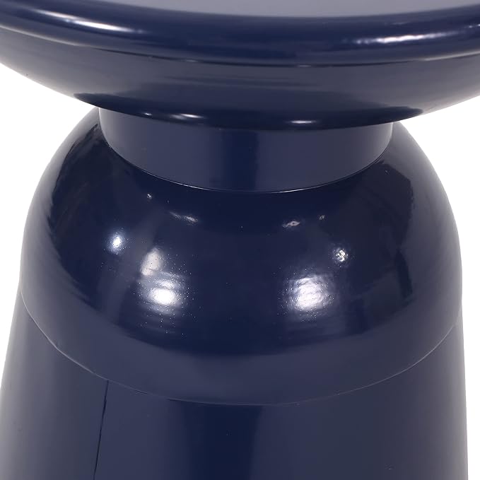 Merax Iron Patio Side Table 15"x21" Modern Art Design Weather Resistant End Table for Indoor Outdoor Patio Backyard Pool (Navy Blue)