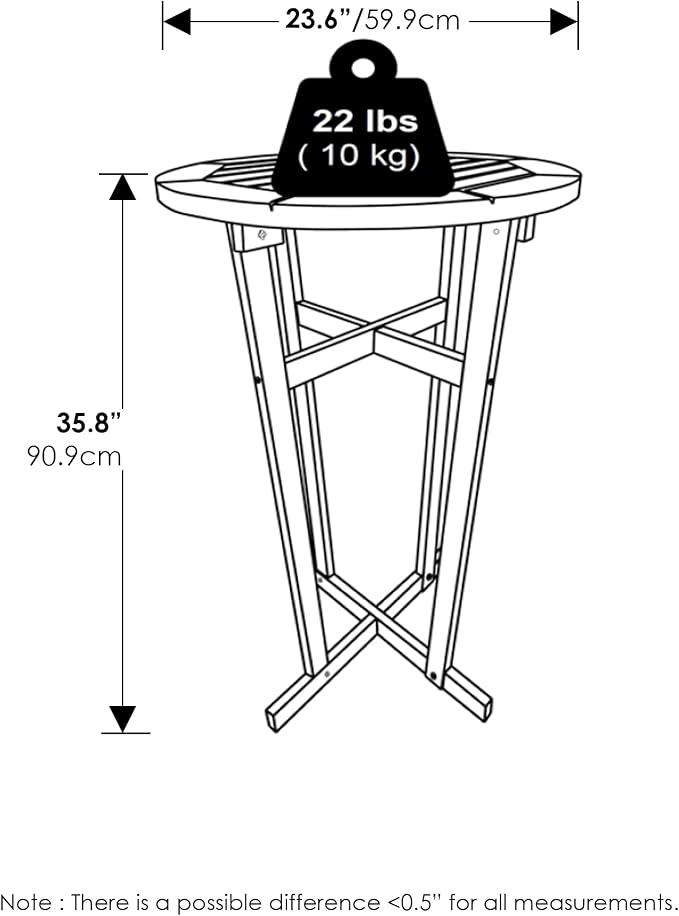 Furinno TIOMAN Patio Table, Outdoor Side Table, Patio Bar Table, Coffee Table in Teak Oil, for Patio, Garden, Porch, Natural