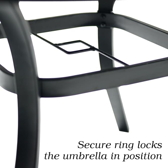 Outdoor Patio Furniture Set,4 Piece Stackable Patio Chairs and 35" Steel Dining Table with 1.6" Umbrella Hole,Suitable for All-Weather