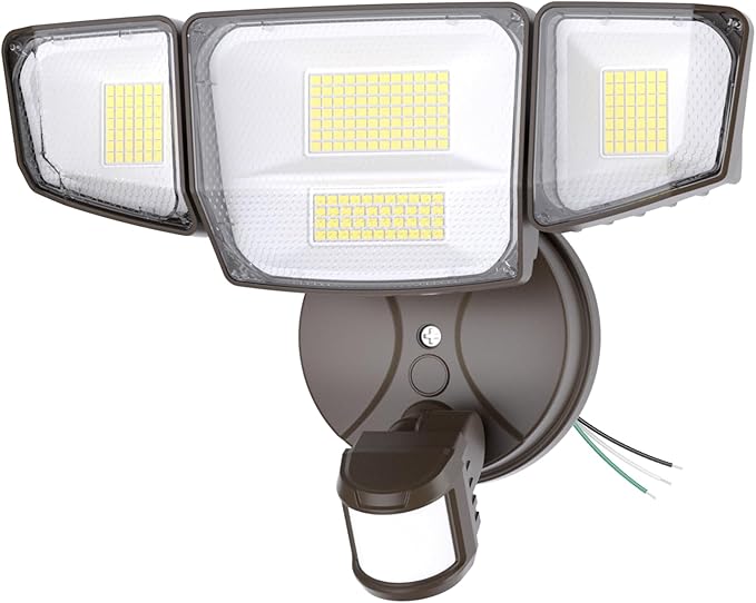90W Motion Sensor Outdoor Lights, 10000LM LED Flood Light Outdoor with 4 Adjustable Heads, 6500K Daylight, Dusk to Dawn, IP65 Waterproof Security Light for Garage, Yard, Porch, Front Door
