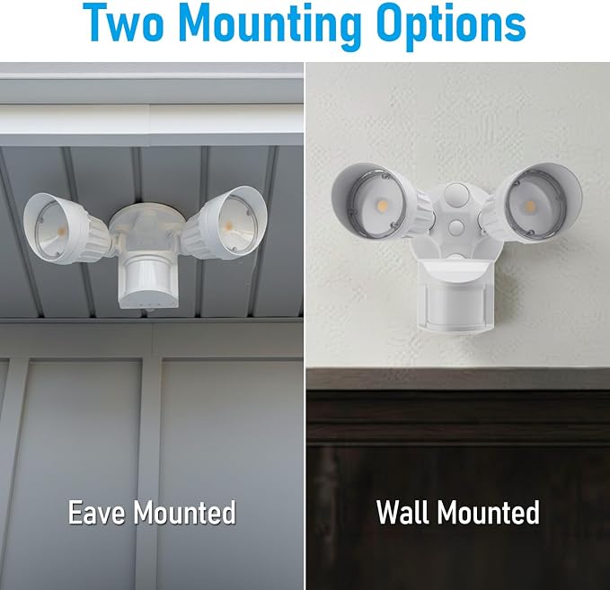 LEONLITE Motion Sensor Security Lights Dusk to Dawn IP65 3000K White | COB LED Motion Detector Flood Light Outdoor, Aluminum, 100-277V, ETL Listed, Adjustable Heads, Waterproof, Warm White