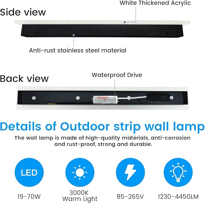 Light Fixture Wall Outdoor - 79inch Black Exterior Sconces, Outside Garage Exterior Lights, Modern Outdoor Wall Mount Lighting for House, Porch, Patio, Front Door, Corridor
