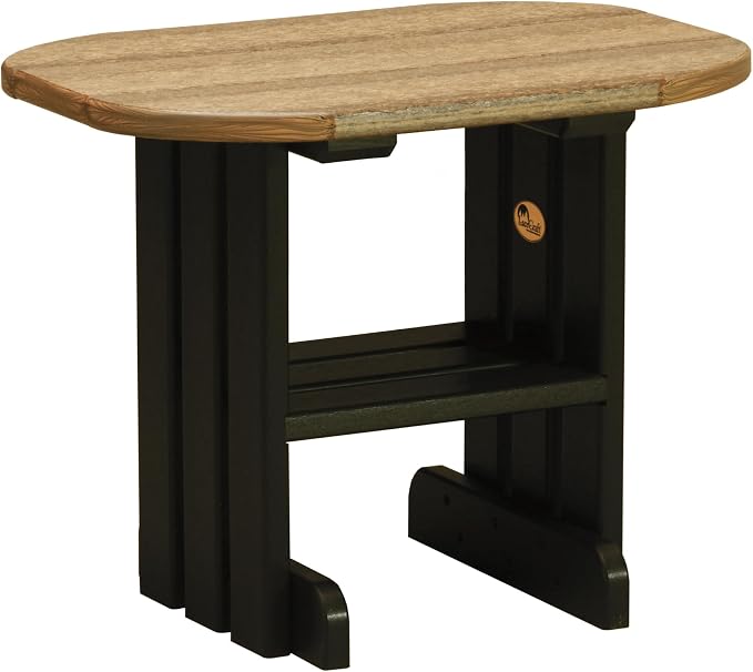 LuxCraft Poly Small Table Stand, Outdoor Side Tables for Patio, Weatherproof Patio End Table for Outside, Eco Friendly and UV Resistant HDPE - Amish Made in USA (Antique Mahogany & Black)