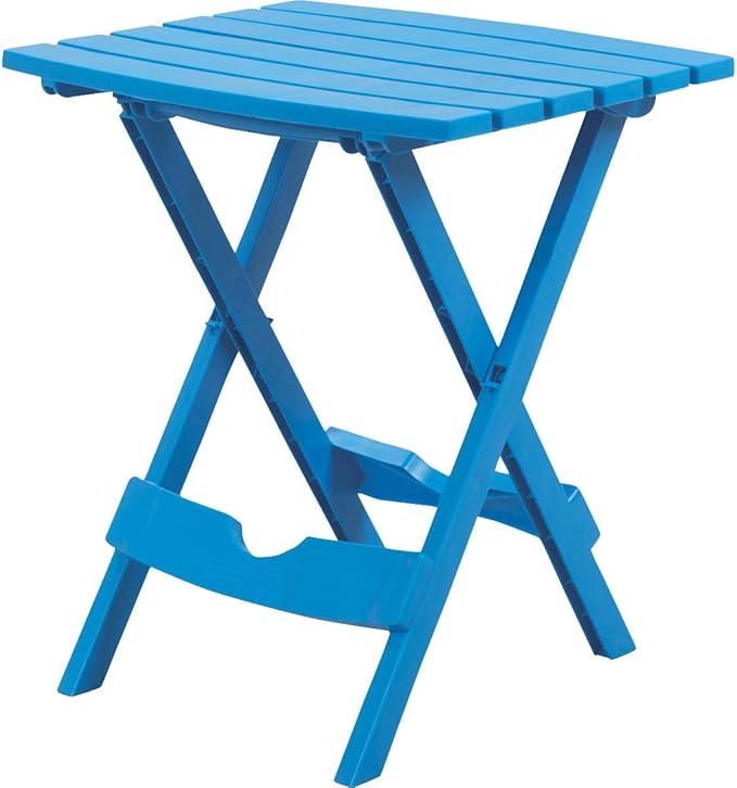 Adams QuikFold Pool Blue Classic Adirondack Rectangular Polypropylene Folding Side Table