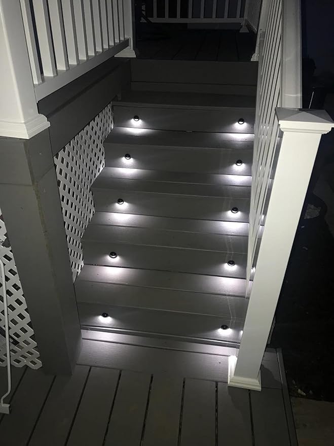 Pack of 6 LED Deck Lights kit Outdoor Garden Yard Decoration Lamp Recessed Landscape Pathway Step Cool White Lighting, Bronze