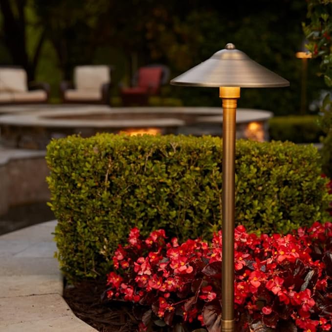 VOLT 12V Brass Max Spread LED Path Light 4-Pack Expansion Kit (Bronze) | 3W LED G4 Bulbs Produce 300 Lumens of 2700K Warm White Light, Ideal for Outdoor Pathway Walkway Garden Driveway or Patio