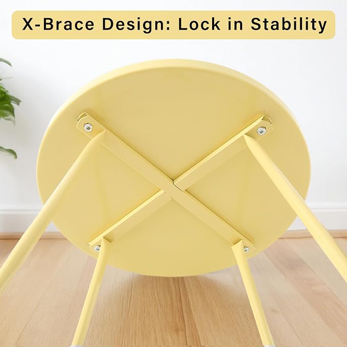 LITA Outdoor Side Table Metal Steel Weather Resistant Round End Table for Patio Balcony Living Room, Small Lightweight Weatherproof Accent Table,Yellow,Modern