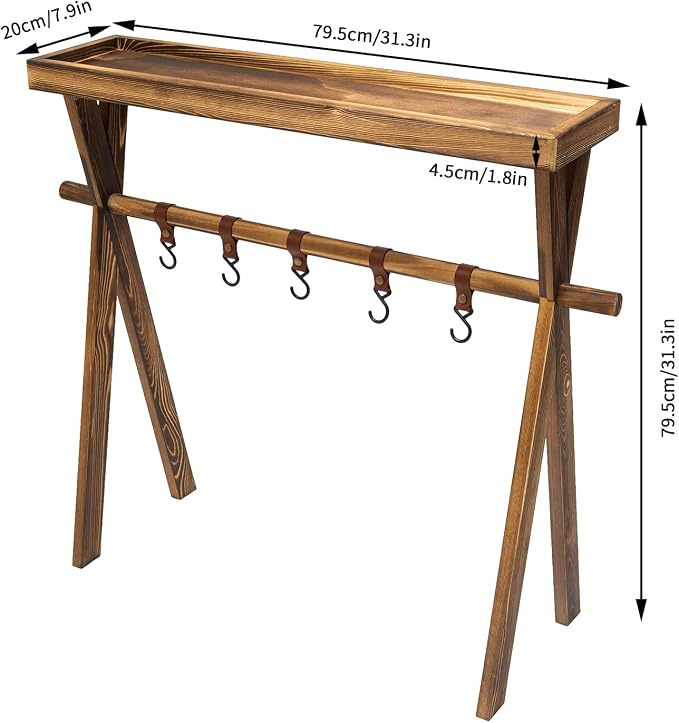 Wooden Portable Picnic Table Lightweight Wine Picnic Tables Original Wood Color Picnic Rack Beechwood Shelf for Storage Outdoor Kitchen RV for Picnic BBQ Home Storage