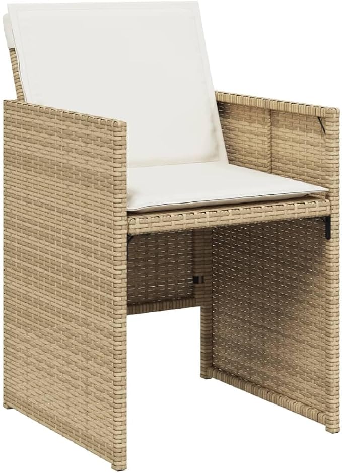 11-Piece Patio Dining Set with Beige Poly Rattan & Tempered Glass Table Outdoor Furniture Set for Backyard Garden Balcony Porch