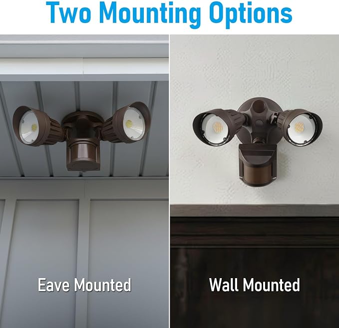 LEONLITE 3CCT Motion Sensor Security Lights Dusk to Dawn IP65 Bronze | LED Motion Detector Flood Light Outdoor, 3000K4000K5000K Selectable, ETL Listed, Adjustable Heads, Aluminum, Waterproof
