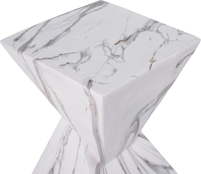 Christopher Knight Home 18.5 Inch Modern Outdoor Faux Concrete Side Table, Patio End Table with Sculptural Fluted Geometric Design, Accent Table for Garden Balcony Poolside
