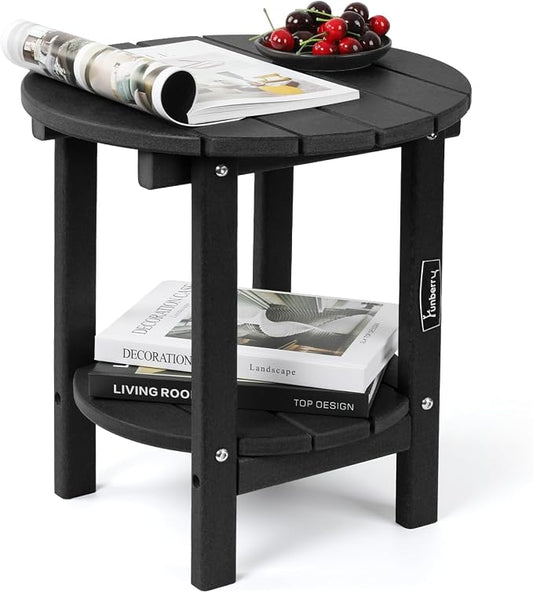FUNBERRY Outdoor Adirondack Side Table, Patio End Tables | 2-Tier, HDPE All Weather, No Rot or Rust or Crack, UV Fade Shield, Save Space, Easy-Clean for Indoor or Outdoor