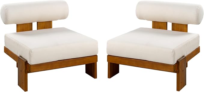 Christopher Knight Home Ahina 4 Pieces Acacia Wood Conversation Set, Loveseat & Accent Chair Chat Set with Cushions, Slat Panel Coffee Table, Patio Furniture Set for Backyard/Balcony, Teak + Beige