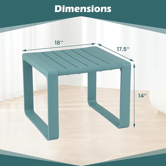 Tangkula Outdoor Side Table Set of 2, 18” Weather Resistant Adirondack Table, Patio End Table, Small Coffee Bistro Table, Indoor & Outdoor Chair Side Table for Porch, Deck, Garden, Yard (Blue)