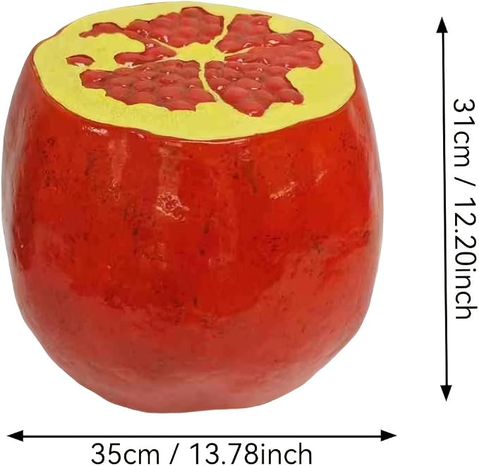 Pomegranate Fruit Stool Side Table Home Decor, Resin Patio Porch Stool Plant Stand for Indoor Outdoor Decorations, Multi-Purpose Fruit End Table Garden Furniture Housewarming Gift