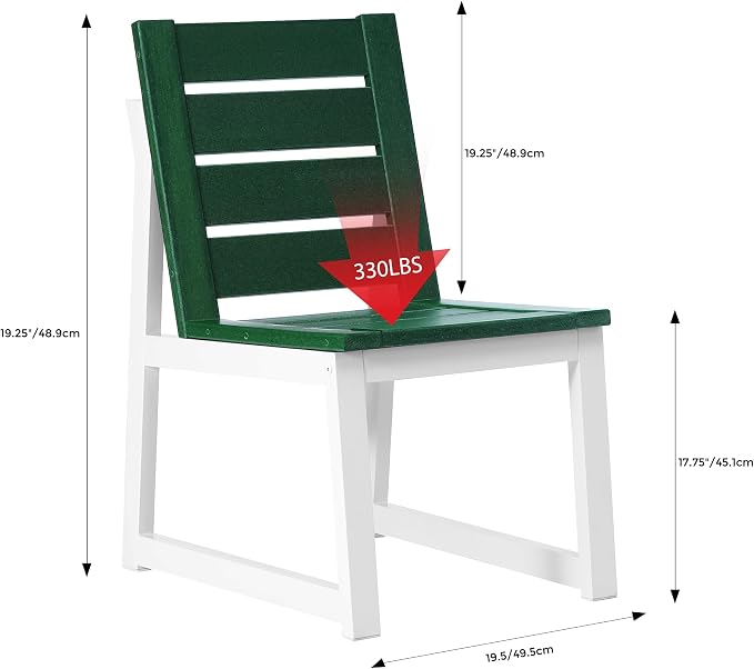 Costaelm Stinson Outdoor Patio HDPE Dining Side Chair, Dark Green