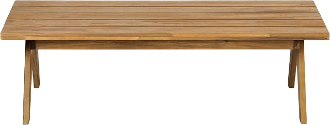 Christopher Knight Home Adele 12.25" Height Outdoor Coffee Table, Acacia Wood Accent Table with Slatted Panel Design, Rectangular Patio Table for Garden Balcony, Low Maintenance Patio Furniture, Teak