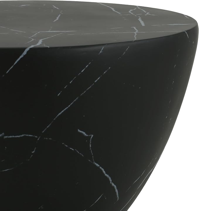 Outdoor Side Table Faux Marble End Table Faux Stone Side Tables Travertine Small Coffee Tables for Indoor Outdoor, Garden Stool Plant Stand for Porch, Backyard Patio, 15"*19" Black