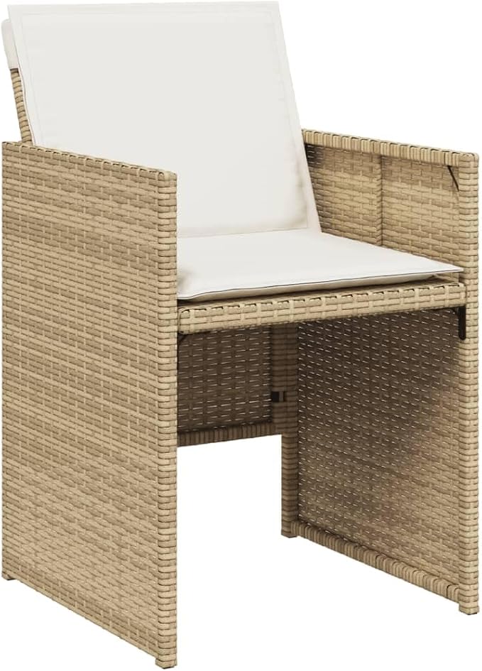 13 Piece Patio Dining Set, Foldable PE Rattan Garden Furniture Table and Chairs with Cushions for Backyard, Balcony, Beige