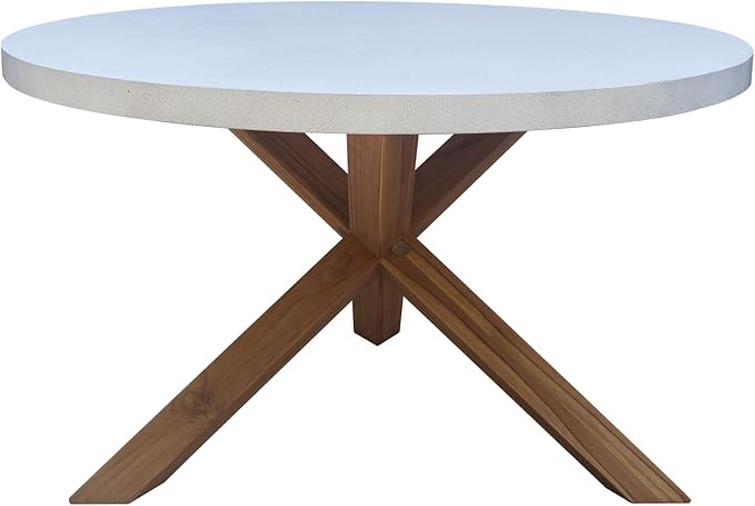 IC INTERNATIONAL CONCEPTS Outdoor Teak Wood Patio Dining Table with Polystone Top - Natural