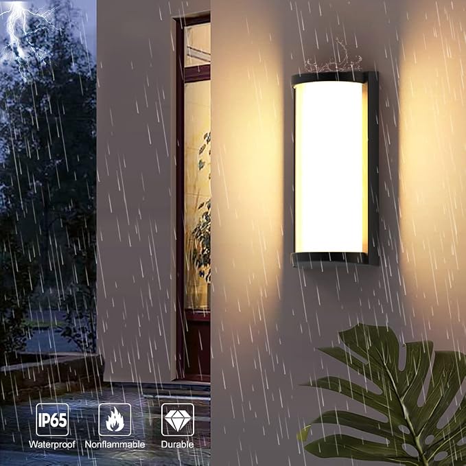 Modern Exterior Wall Lights, 2Packs 3000k Outdoor Light Fixtures,LED Wall Mounted Lamps,Matte Black Porch&Patio Light for House,IP65 Waterproof for Garage Hallway Stairs Gardens(2packs)