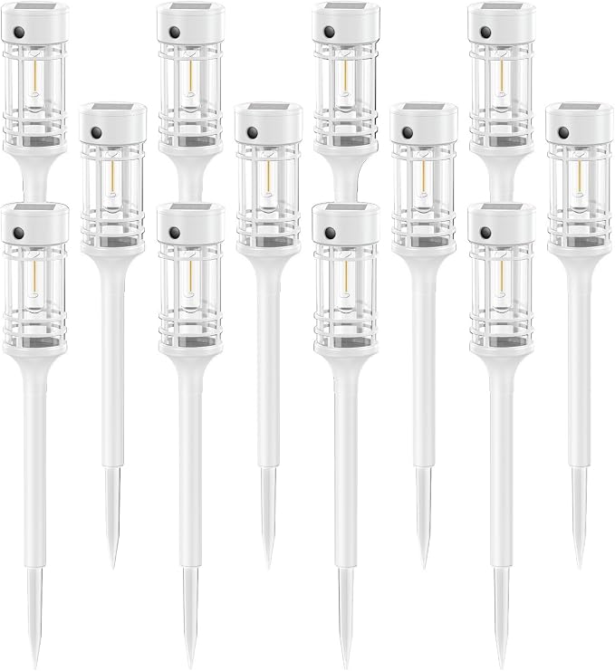 LETMY 12 Pack Solar Pathway Lights Outdoor, Bright Solar Lights Outdoor Waterproof IP65, Solar Garden Lights Outdoor for Yard Walkway Driveway Landscape Garden Decor （White）