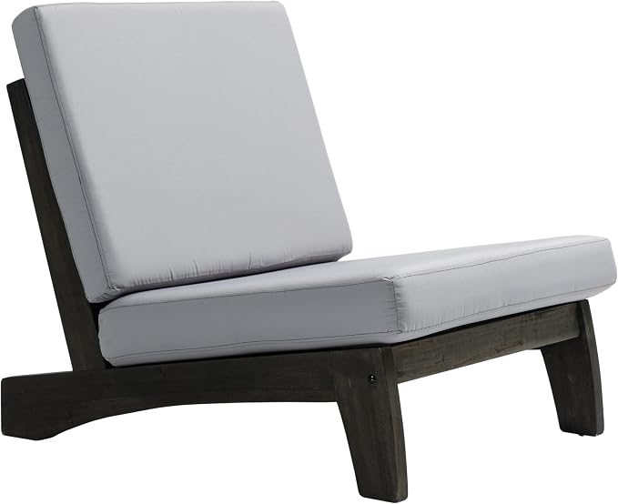2 Piece Wood Patio Chairs Outdoor Bistro Chair, All Weather Outdoor Furniture Patio Sofa Backyard Seating Group Conversation Sets with Cushions, Gray
