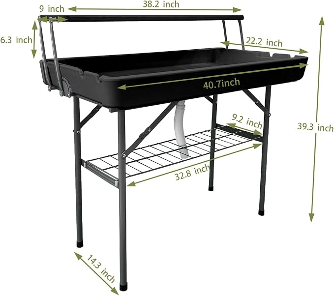 2 Tiers Portable Folding ice Cooler Table with Storage Rack & Drain Hose, Perfect Picnic Table for Camping, Beach, Backyard Parties, Weddings, Events, Black
