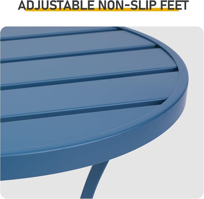 19.9" Metal Outdoor Round Side Table, Patio Side Table End Table for Porch Backyard Balcony Outside (Navy Blue)