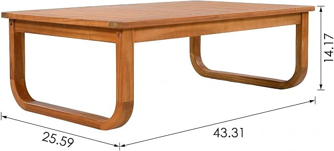 4-Piece Acacia Wood Outdoor Patio Furniture Set, All Weather Conversation Set with Loveseat, 2 Chairs, Coffee Table, Woven Rope Accents and Cushions for Backyard Pool